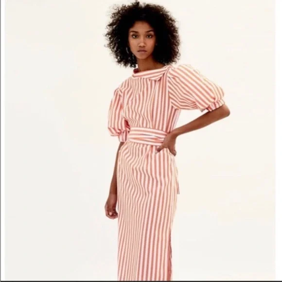 Zara | Dresses | Zara Orange Striped Midi Dress | Poshmark